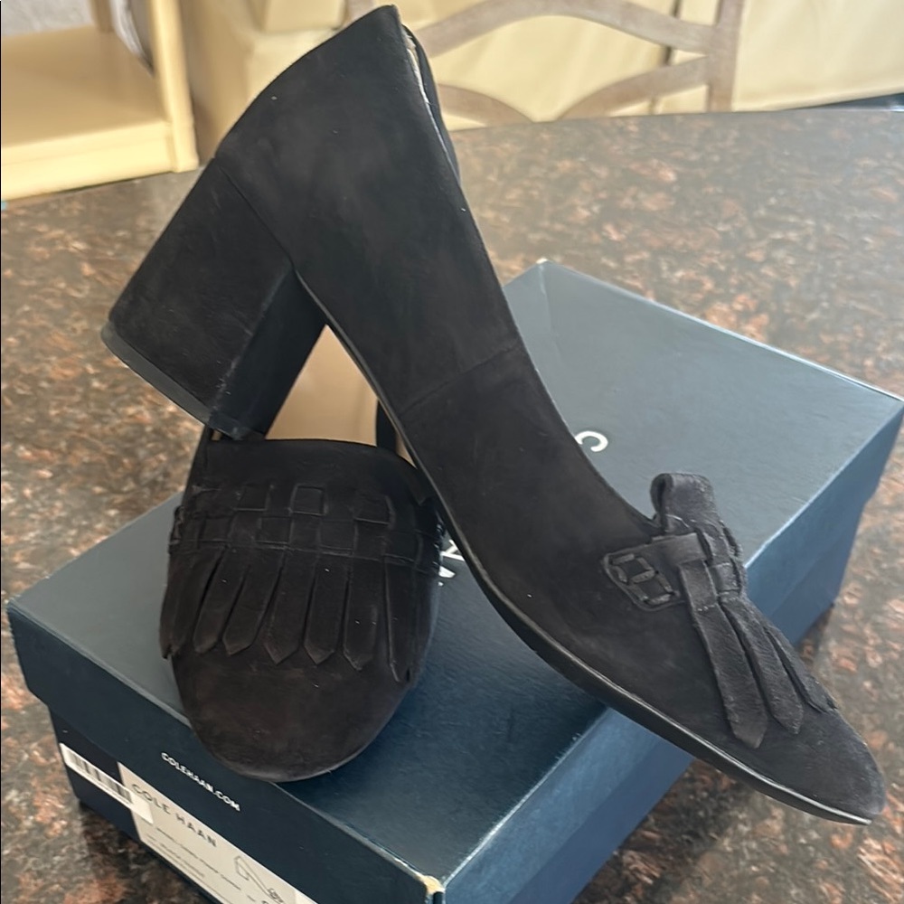 Cole Haan Black Suede Loafers Flats